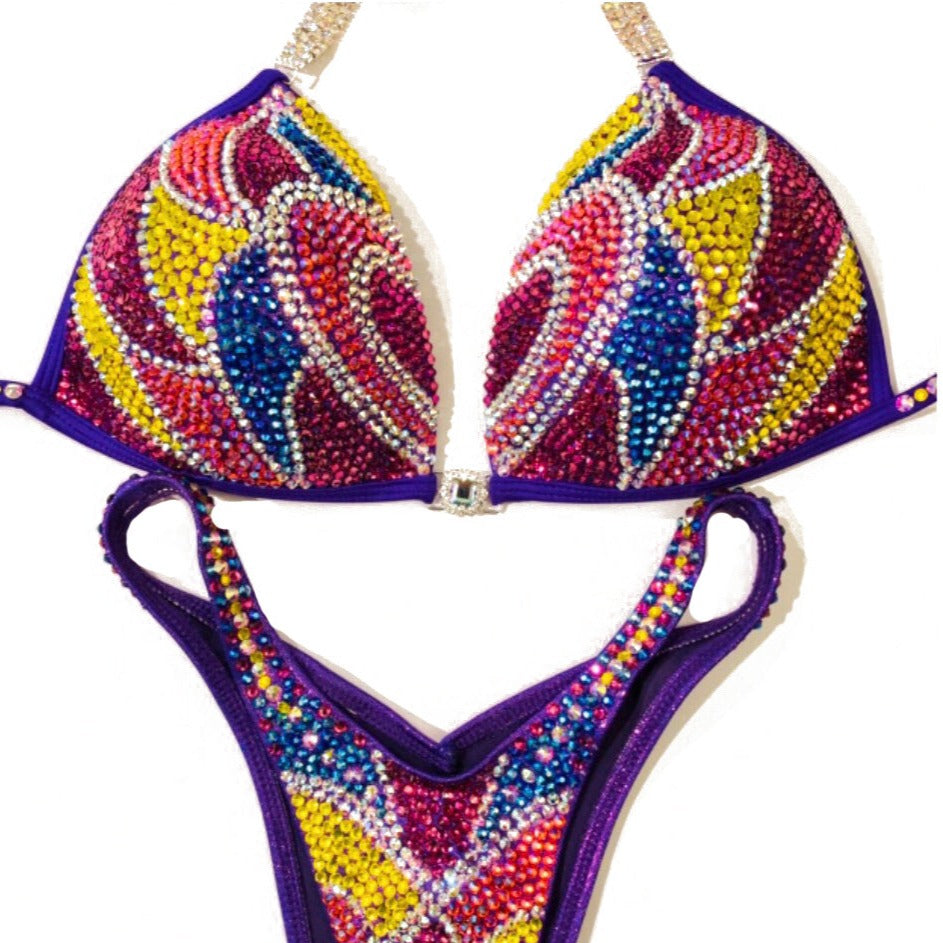 MyProSuit Multi Color Figure, Physique, Bodybuilding Swarovski® Crystal Suit. Heart design. IFBB Pro NPC