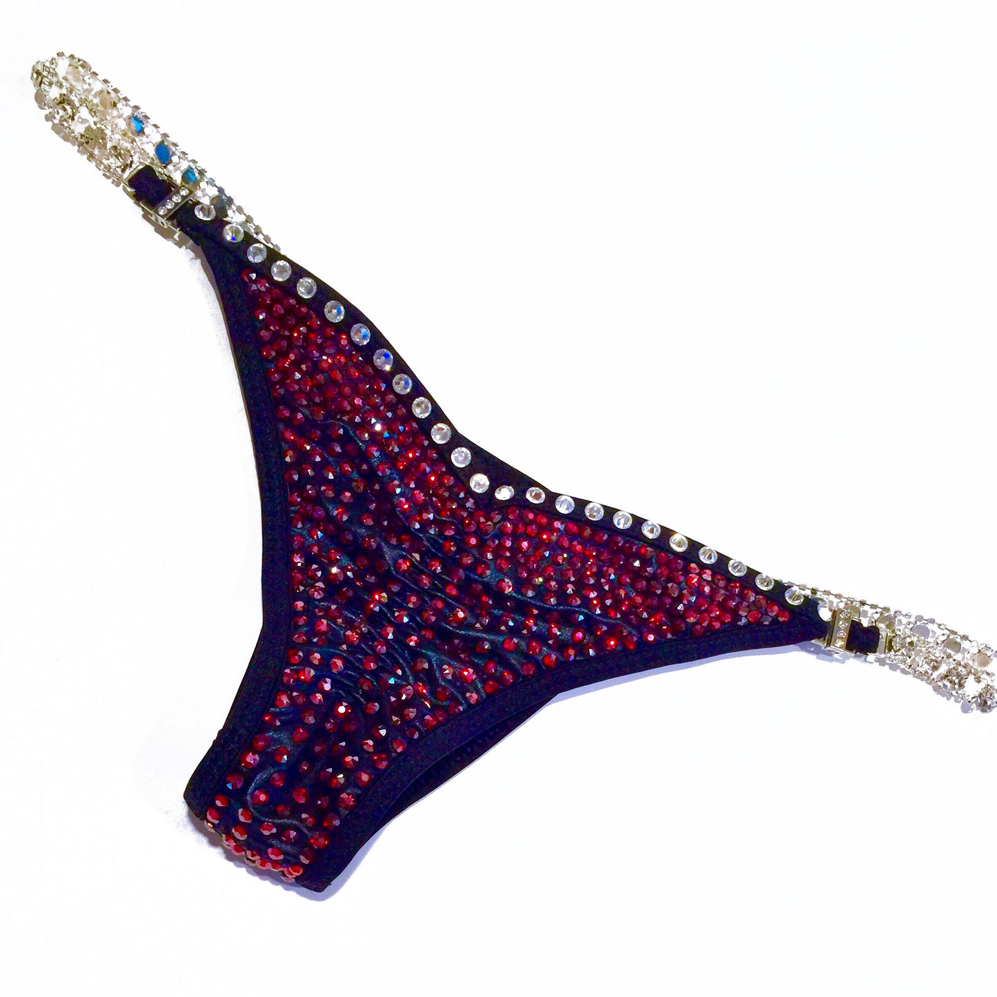 MyProSuit Burgundy Satin Swarovski® Crystal NPC IFBB Competition Stage Suit Molded Triangle push up Top. Scrunch butt pro cut bottoms