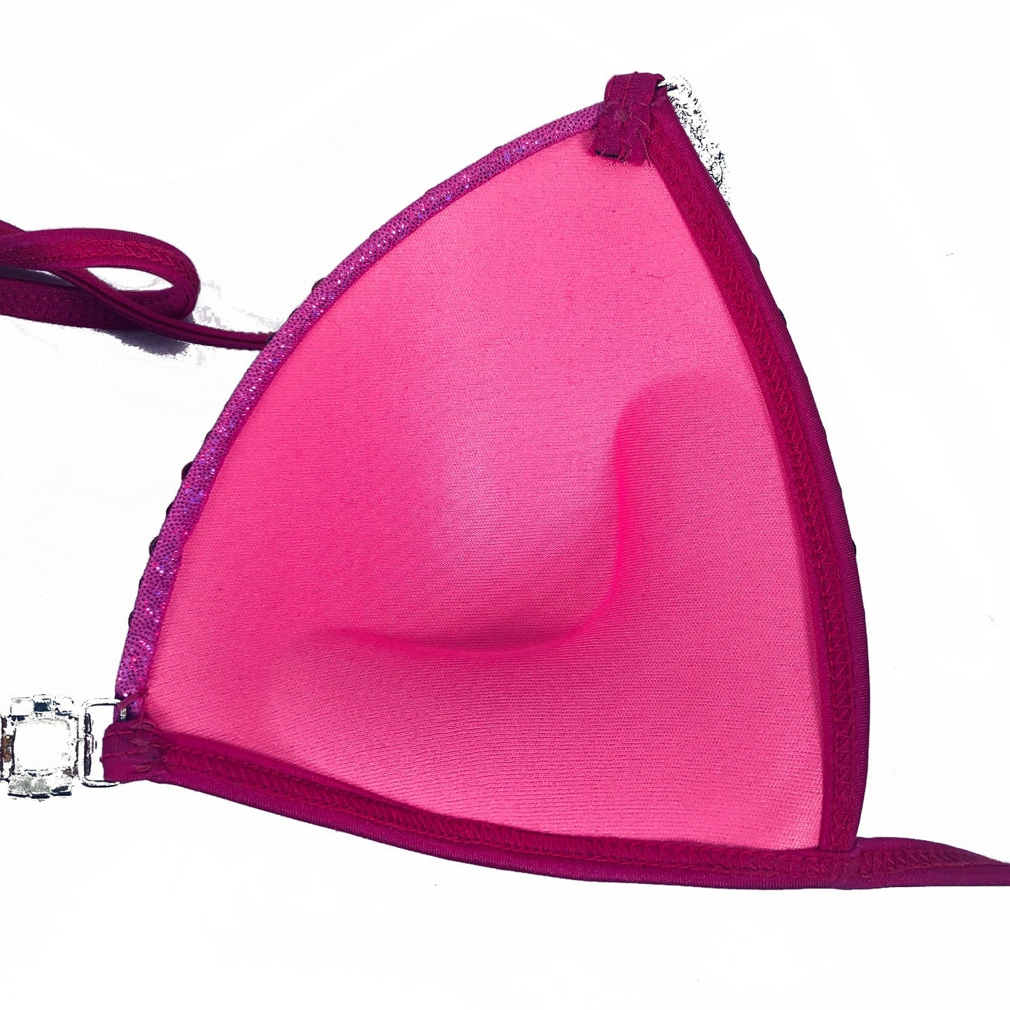 MyProSuit  Cerise Pink Crystal NPC IFBB Competition Stage Suit Molded Triangle push up Top. Scrunch butt pro cut bottoms