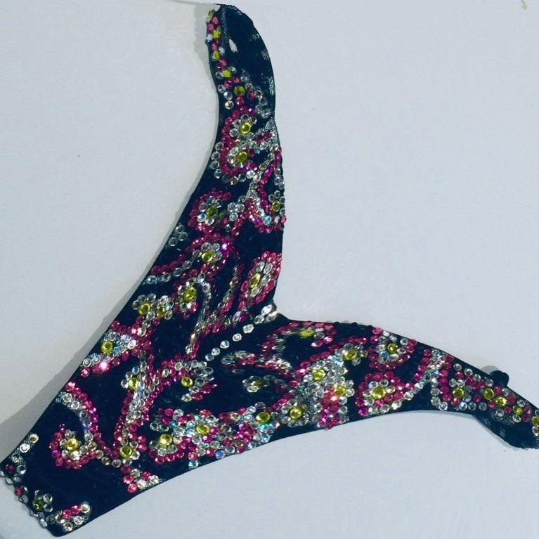 Scroll Black, Pink & Yellow Crystal Suit - MyProSuit