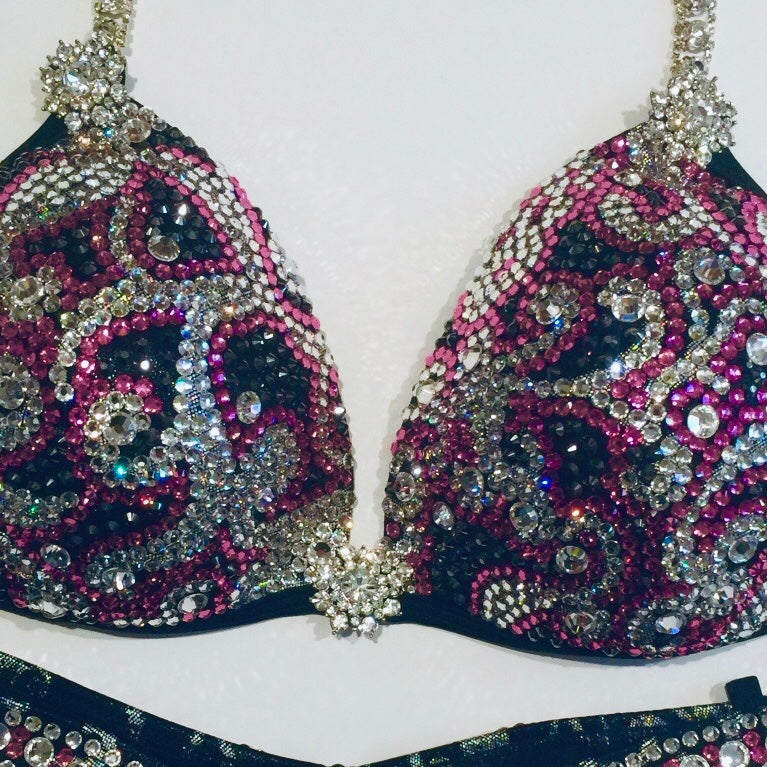 Scroll Black, Pink & Crystal Suit - MyProSuit