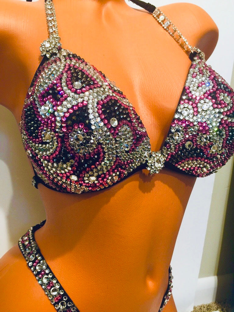 Scroll Black, Pink & Crystal Suit - MyProSuit