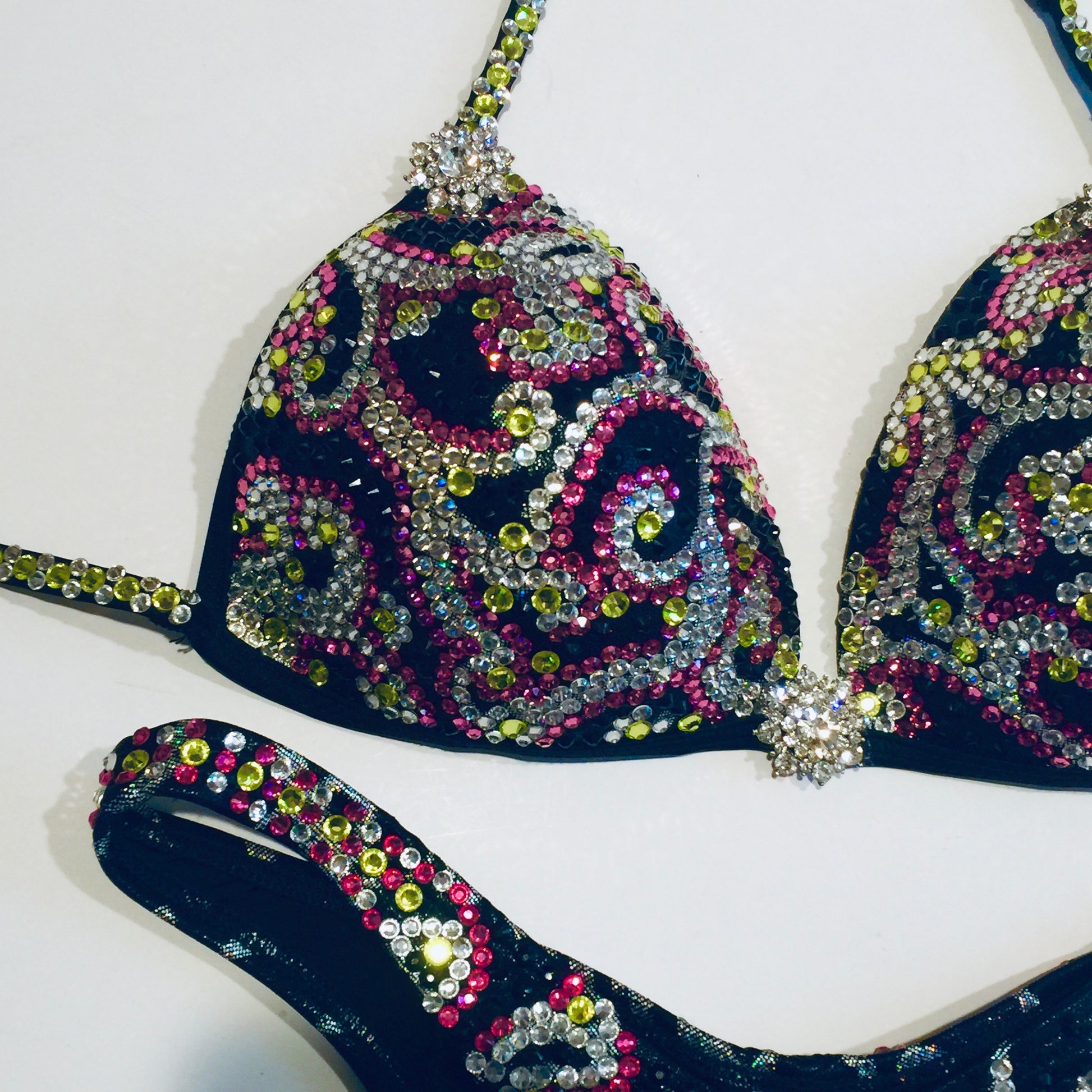 Scroll Black, Pink & Yellow Crystal Suit - MyProSuit